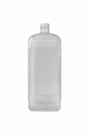 LÁHEV 1000 ML PVC ÚZKOHRDLÁ ČIRÁ ČTYŘHRANNÁ BEZ UZÁVĚRU - LEHCE POŠKRÁBANÁ