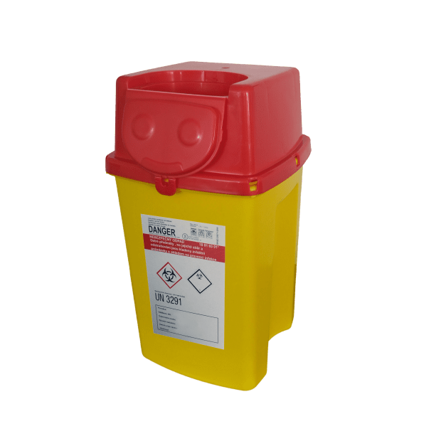 NÁDOBA NA MEDICINÁLNÍ ODPAD HRANATÁ 2 L VČETNĚ UZÁVĚRU 120 X 128 X 220 MM (75 KS/KARTON)(2)
