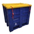 PLASTOVÝ BOX, TYP 1000 SH 1140, UN, PLNÝ, ROZM. 1200 x 1000 x 1140 MM S VÍKEM A FIXAČNÍMI POPRUHY