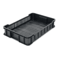 PLASTOVÁ PŘEPRAVKA  600 X 400 X 130 MM MANIPULAČNÍ PERFOROVANÁ RECYKLÁT ČERNÁ 