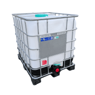 IBC KONTEJNER 1000L REPAS. VYMYTÝ PO POTRAVINÁCH, BEZ UN, PLASTOVÁ PAL. 225/50-ZREDUKOVÁNO Z DN80