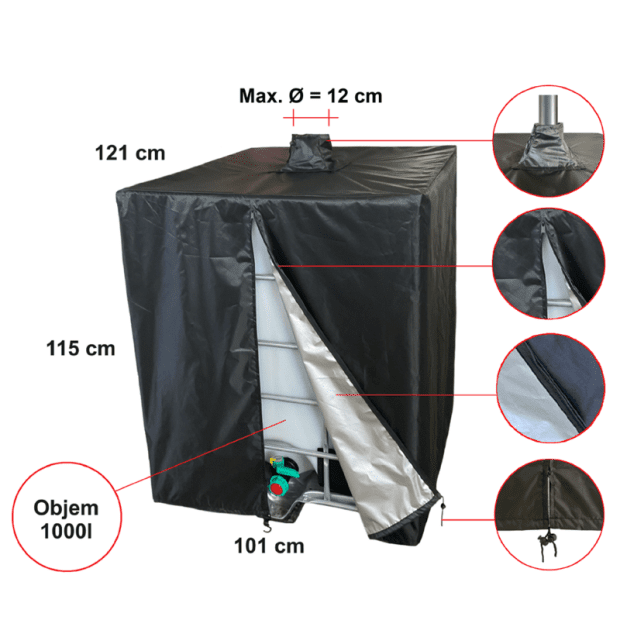 Ochranný kryt na IBC kontejner černý UV ochrana(2)