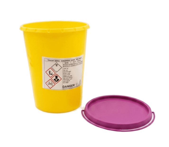 Nádoba na medicinální odpad TOXICUS 2,5 l včetně uzávěru 196 x 157/120 mm (60 ks/bal,960 ks/paleta)(2)