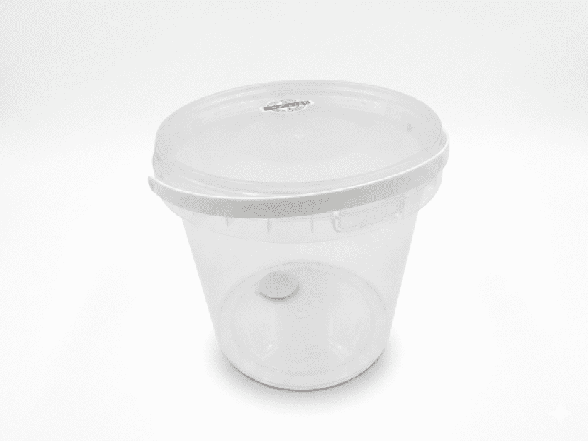 PP KBELÍK 3,6L KULATÝ S POJISTKOU VČ. VÍKA TRANSPARENTNÍ/1000KS PALETA