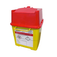 NÁDOBA NA MEDICINÁLNÍ ODPAD HRANATÁ 4 L VČETNĚ UZÁVĚRU 180 X 180 X 225 MM (50 KS/KARTON)