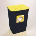 PP REC NÁDOBA 50 L ČERNÁ UN 3H2//S KÓNICKÁ 400 X 300 X 550 MM VČETNĚ ČERNÉHO VÍKA S ÚCHOPEM
