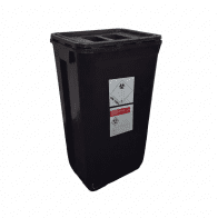 PP REC NÁDOBA 60 L ČERNÁ UN 3H2//S KÓNICKÁ 400 X 300 X 670 MM VČETNĚ ČERNÉHO VÍKA S ÚCHOPEM 