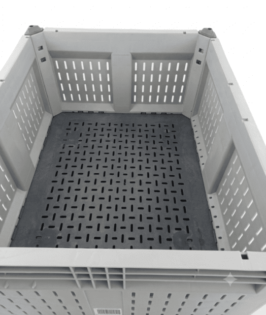 Plastový box skládací, rozm. 1200x1000x715 mm, perforovaný, šedý, ozn. 14100110(4)