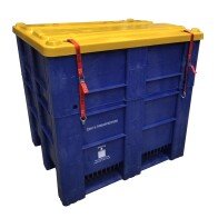 PLASTOVÝ BOX, TYP 1000 SH 1140, UN, PLNÝ, ROZM. 1200 x 1000 x 1140 MM S VÍKEM A FIXAČNÍMI POPRUHY