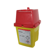 NÁDOBA NA MEDICINÁLNÍ ODPAD HRANATÁ 1,5 L VČETNĚ UZÁVĚRU 120 X 128 X 175 MM (90 KS/KARTON)