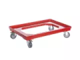 Vozík pod přepravky 2 otočná + 2 kolečka s brzdou 75 mm polyuretan 610X410X120 MM ČERVENÝ, MODRÝ