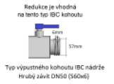 IBC profi redukce (adaptér) DN50 mm (304/1) s60x6 výstup na hadici 3/4"(3)3