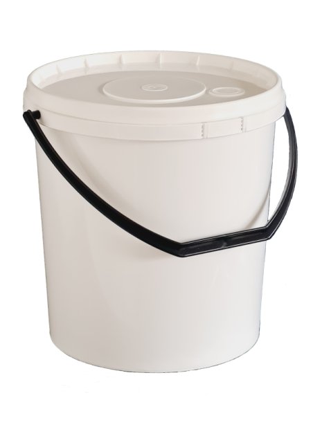 PP KBELÍK 10 L KULATÝ BÍLO/BÍLÝ PLASTOVÉ DRŽADLO VČETNĚ VÍKA (504KS/PALETA)
