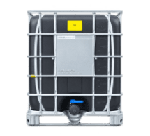 IBC kontejner 1000 L II.jakost rámu repasovaný KOV paleta 150/80 mm hrubý závit černá nádoba