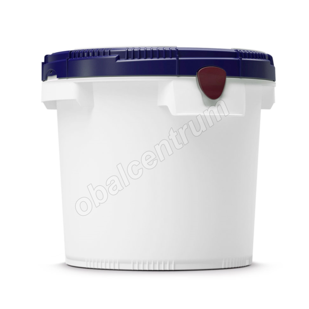 PLASTOVÝ KBELÍK 6 L HDPE BÍLÝ CLICK-PACK 6L UN X6/Y9  KÓNICKÝ VČETNĚ MODRÉHO ŠROUBOVACÍHO VÍKA a ČERVENÉ POJISTKY