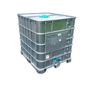 IBC KONTEJNER 1000 L POUŽITÝ PO POTRAVINÁCH/NEVYMYTÝ, OPLECHOVANÝ, KOVOVÁ PALETA, 150/50