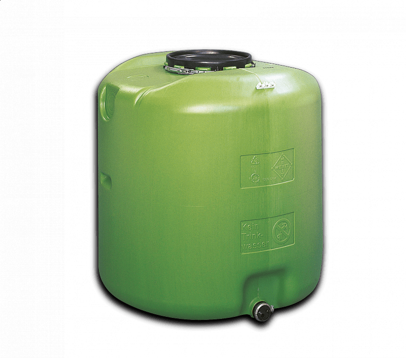 HDPE TANK 1000 L ZELENÝ VÍKO DN 400 MM POZINKOVANÝ UPÍNACÍ KRUH