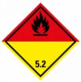 ADR NÁLEPKA SAMOLEPÍCÍ - TŘÍDA 5.2 ORGANICKÉ PEROXIDY - ČERNÝ PLAMEN (10 x 10 CM) OZN. 290052